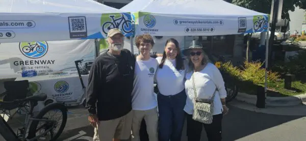 ebike rentals in brevard asheville and hendersonville. Happy customers at Brevard street festival!